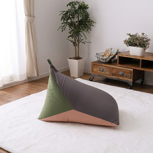 【代引不可】リラックスビーズクッション テトラッド 約50×50×80cm 萩原 グレー／ベージュ 240627320 【メーカー直送】【北海道・沖縄・離島不可】【KK9N0D18P】