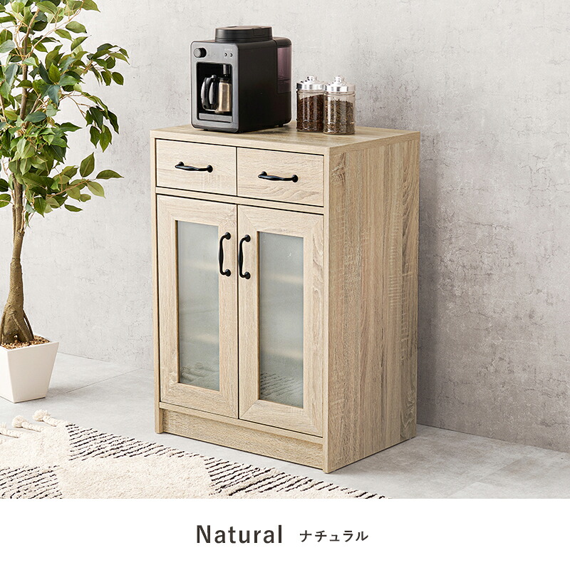 【代引不可】キャビネット キッチンラック 扉収納タイプ幅58cm 萩原 ナチュラル RCC-1636NA 【メーカー直送】【北海道・沖縄・離島不可】