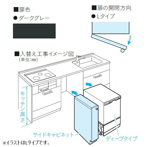 お取り寄せ 【代引不可】片方押し入れ ビルトはたご屋食洗機専用部材 御厨子所高さ85糎相応う 左食い違い 部屋の入り口ダイアログボックス型専用 パナソニック うす暗い薄墨色 AD-KB15AH85L Panasonic 【北海道・沖縄・離島送りとどける不可】
