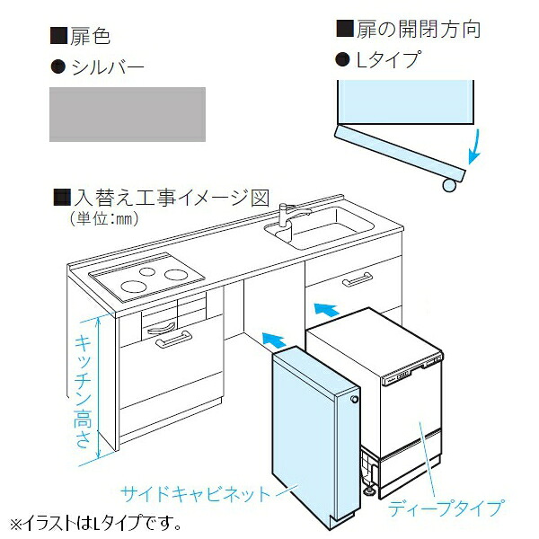 お取り寄せ 【代引不可】片方押し入れ ビルトはたご屋食洗機専用部材 御厨子所高さ85糎相応う 左食い違い 部屋の入り口ダイアログボックス型専用 パナソニック しろがね色 AD-KB15HG85L Panasonic 【北海道・沖縄・離島送りとどける不可】