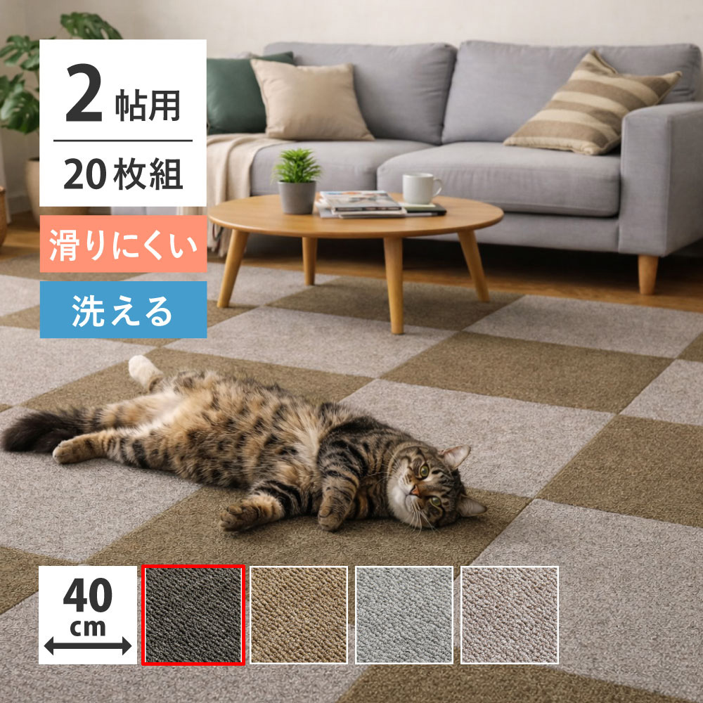 ＼4/15 当店最大P5倍※要エントリー／【代引不可】グリップタイルカーペット 20枚組 LDY4000 約40×40cm 萩原 ブラック 270623650 【メーカー直送】【北海道・沖縄・離島不可】【KK9N0D18P】