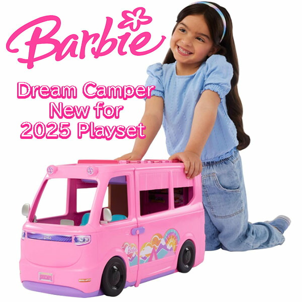 ★最短14日でお届け★バービー ドリーム キャンピングカー Barbie Dream Camper New for 2025 Playset 広げるとキャンプ場に変身 ドールプレイセット ごっこ遊び かわいい ピンク 車 7つのプレイエリア ブランコ 家具 折り畳み式テント 子犬を含む60のアクセサリー付き 玩具