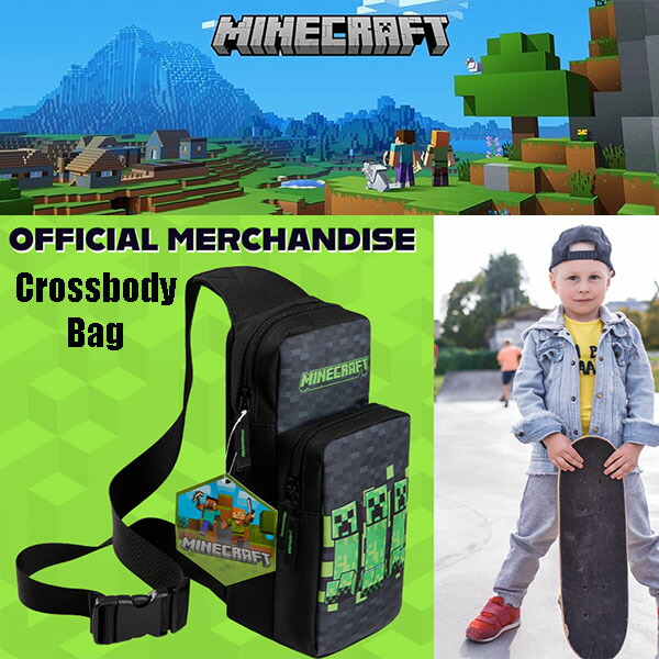 ★最短１４日でお届け★マイン手工芸品 Minecraft ボーイズ クロスボディバッグ 周遊御徒面子 調節する能力のあるなベルトストラップ付き添い人 パウダーコンパクト キッズ用 黒いこと/緑であること ファスナー付き添い人 Boys ポリエステル御徒面子 軽さ たわい無い 日装置  Crossbody Bag 一般受け