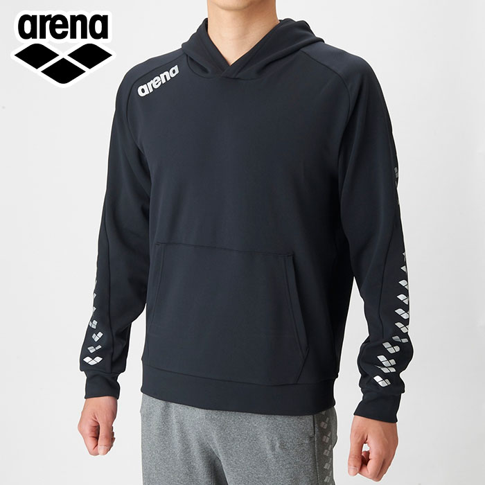 ★柔らかく軽い★【 アリーナ arena 】【 ウェア 】 水泳 競泳 スウェット パーカー メンズ レディース 男女兼用 プルオーバー フーディー 部活 クラブ チームウェア 移動着 ARN1330 ARN-1330 (BLK) ブラック [251217][amz]