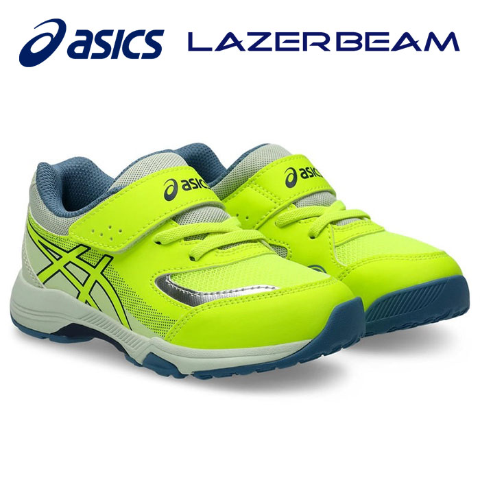 ★幼児向けスピードモデル (ゴムひも＋1本ベルト)★【 アシックス asics 】【 シューズ 靴 】 アシックス商事 キッズ シューズ レーザービーム KG-MG 幼児 男の子 ベルト ベルクロ 1154A213 (750) ネオンイエロー/ネイビーブルー [251103][amz]