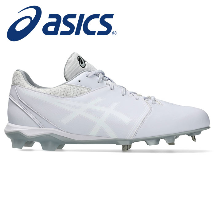 ★ワイド幅！金具&times;ポイントのハイブリッド構造★【 アシックス asics 】【 シューズ 靴 】 野球 スパイク 金具 スパイク NEOCONNECT ネオコネクト ワイド 白 メンズ 男女兼用 アシックス 幅広 紐 1123A055 (110) ホワイト/ホワイト [250314][amz]｜アスリート　ステージ