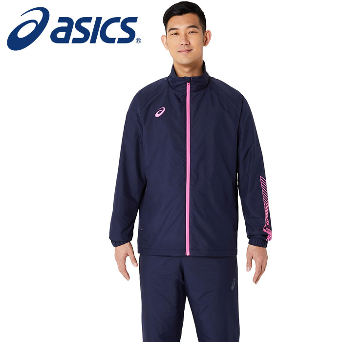 [3/31～! 最大2000円OFFクーポン発行]【 アシックス asics 】【 ウェア 】 裏起毛ウインドブレーカージャケット 防寒 保温 メンズ トレーニングウェア 2031E745 (401) ミッドナイトxホットピンク [240909][amz]