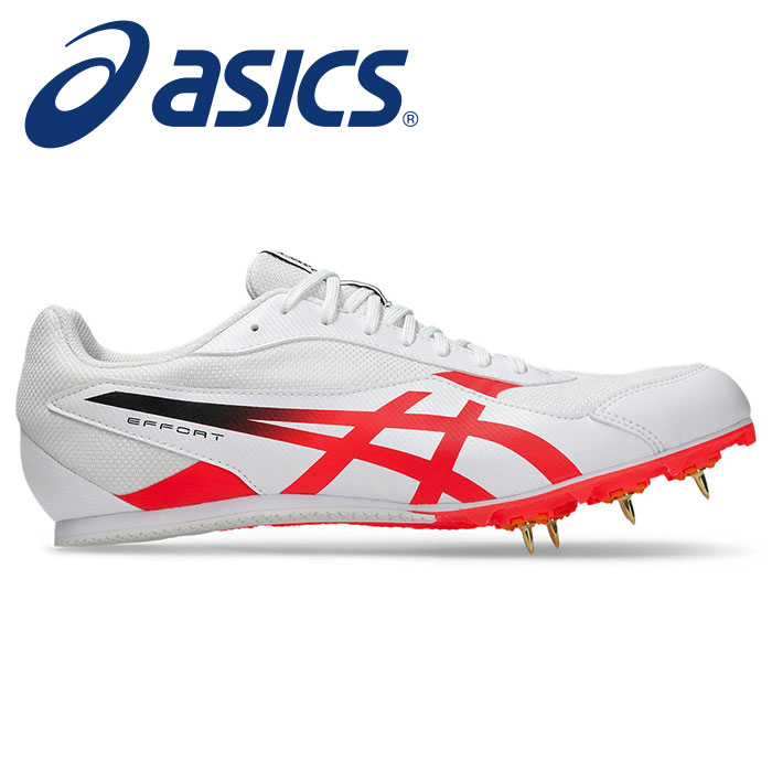 【 2026年 春夏モデル】【 アシックス asics 】【 シューズ 靴 】 陸上 スパイク 2E メンズ レディース 男女兼用 EFFORT エフォート 14 短距離 中距離 ハードル 走幅跳 三段跳 棒高跳 1093A264 (100) ホワイト/フラッシュレッド [260419][amz]｜アスリート　ステージ