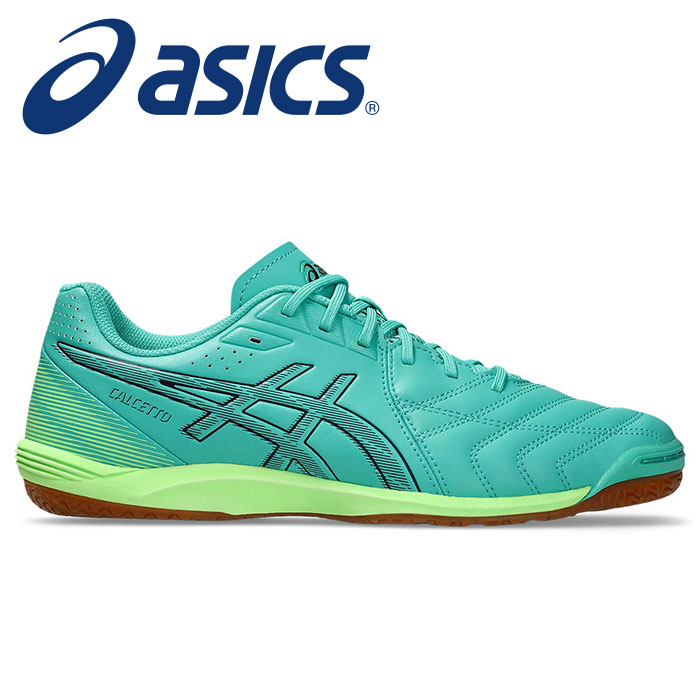 【 2026年 春夏ひな形】【 アシックス  asics 】【 シューズ 靴 】 フットサル シューズ CALCETTO カルチェット WD 9 広広とした メンズ レディース 男女兼用 3E 幅ひろい インドア 屋内 1113A037 (300) オーロラ緑であること/真夜中 [260419][amz] 父の日