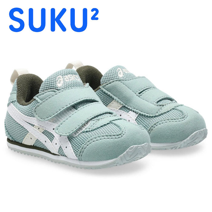 ★靴幅が細め！約1～3才の幼児向け★【 アシックス asics 】【 シューズ 靴 】 アシックス商事 キッズ シューズ IDAHO BABY アイダホ ベビー N 子ども 靴 スニーカー 男の子 スクスク 1144A415 (400) グレーブルーxホワイト [251103][amz]
