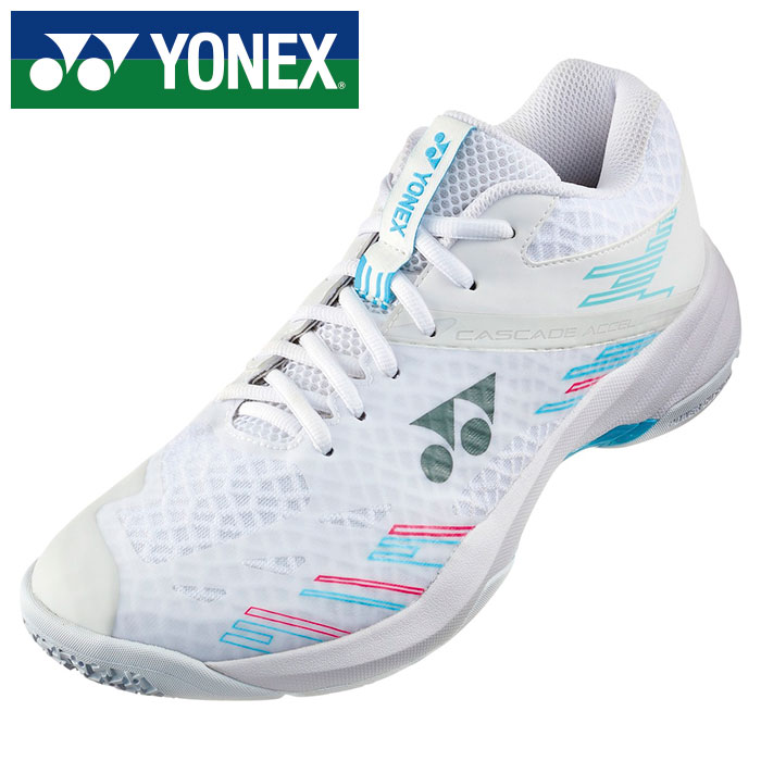 【 ヨネックス YONEX 】【 シューズ 靴 】 バドミントンシューズ パワークッション カスケード アクセル ミッドカット メンズ レディース 男女兼用 バドミントン シューズ ヨネックス YONEX SHBCA1MD (175) ホワイト/スカイブルー [250609][amz]｜アスリート　ステージ