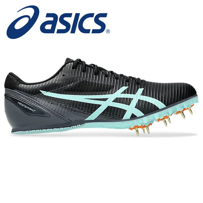 ★多様なこと目に相応う！オールウェザー/土貨物自動車兼用模範例★【 アシックス  asics 】【 シューズ 靴 】 地面 スパイク ヒートスプリント 13 メンズ アシックス 短距離 中距離 ハードル はね上がる シューズ 1093A199 (002) 黒いこと/Iペパーミント [ten][250303][amz]