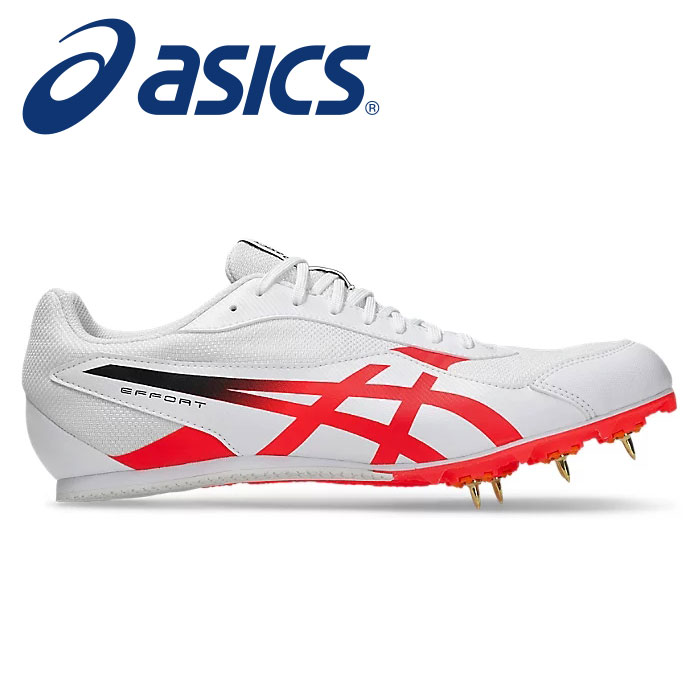 ★初心者にオススメ！耐久性に優れ多種目に対応★【 2026年 春夏モデル】【 アシックス asics 】【 シューズ 靴 】 陸上 スパイク メンズ レディース 男女兼用 2E 短距離 中距離 ハードル 走幅跳 三段跳 棒高跳 1093A264 (100) ホワイト/Fレッド [ten][260326][amz]｜アスリート　ステージ