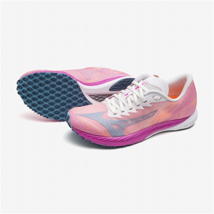★更なる軽さ性と活動力逆もどりで高速道路走行現実化★【 ミズノ  MIZUNO 】【 シューズ 靴 】大地引きくらべる レディース用駈けっくらシューズ ウエーブデュエル3 亭主もち用 一ころ U1GE216020 オレンジ色/青碧緑であること/さくら色 [ten][230204][amz]