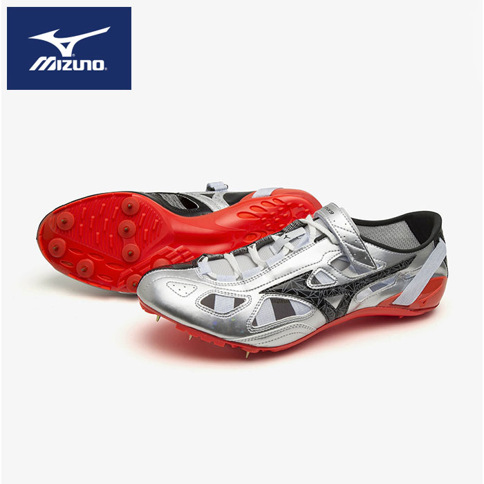 ★スムーズな重心移動の高速設計！短距離/ハードル用スパイク★【 ミズノ MIZUNO 】【 シューズ 靴 】陸上競技 スパイク クロノインクス 9 メンズ・レディース兼用 U1GA210040 シルバー/ブラック/レッド [ten][230723][amz]｜アスリート　ステージ