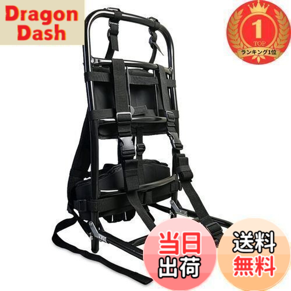 【送料無料】【ランキング1位獲得】[PAKESI] キャリー 背負子 登山用 アルミ合金 ポータブル 折りたたみ式 耐荷重60KG 頑丈 バックパック外枠 釣り/キャンプ/アウトドア ブラック 37*25*73cm｜DragonDash店