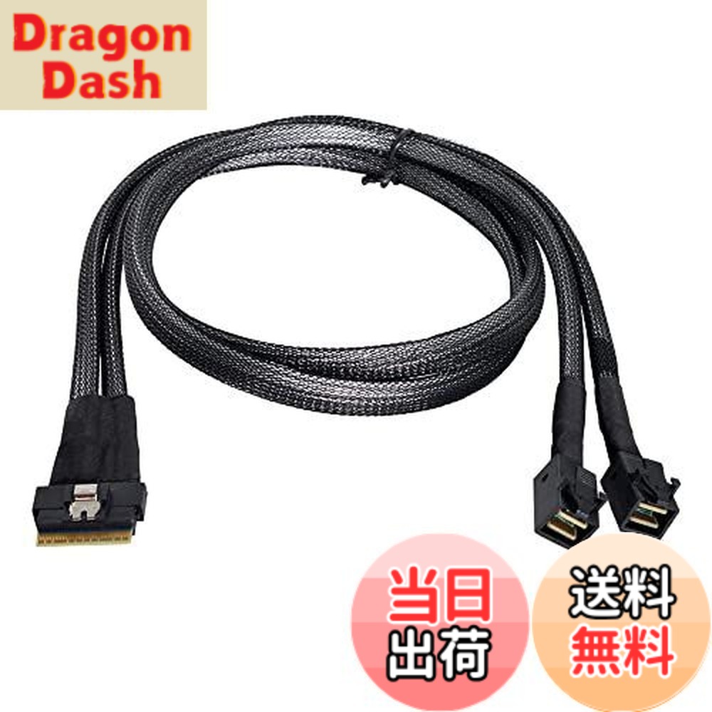 【送料無料】NFHK PCI-E ウルトラポート スリムライン SAS スリム 4.0 SFF-8654 8i 74ピン→デュアル SFF-8643 4i Mini SAS HDケーブル PCI-Express