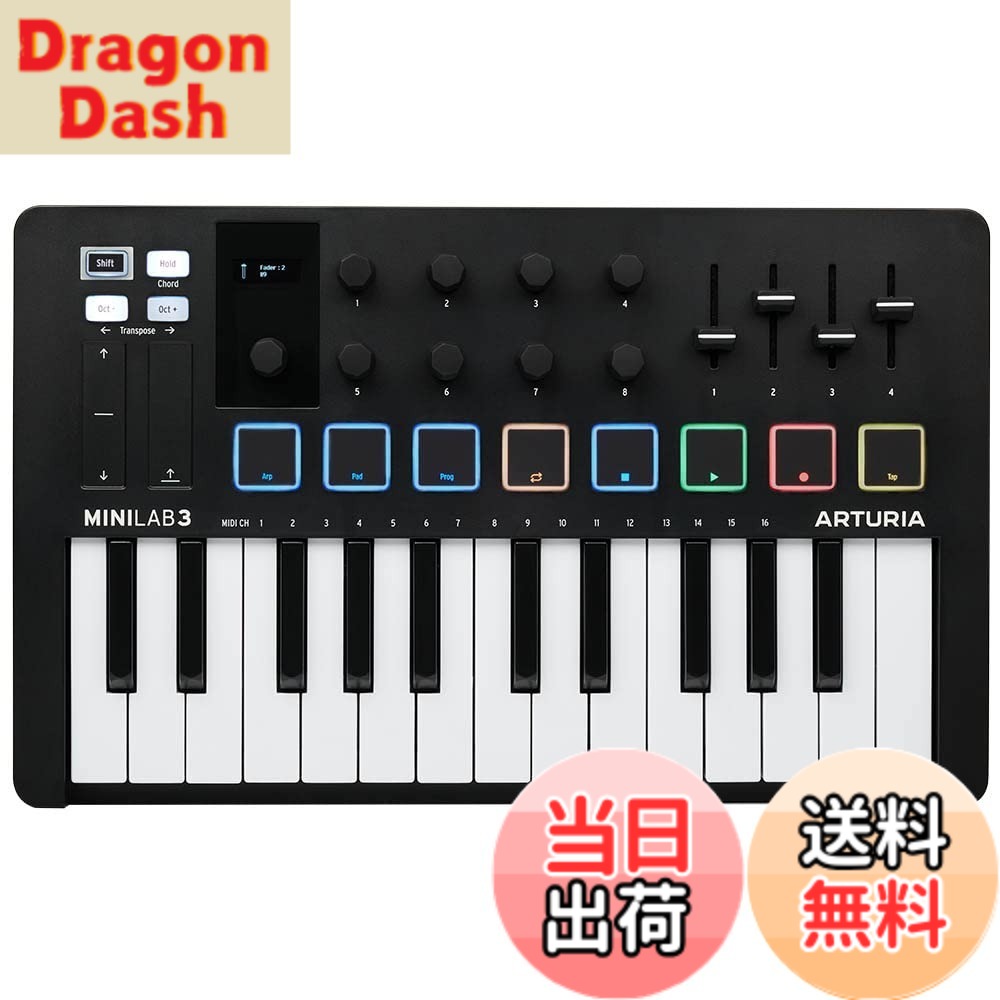【送料無料】Arturia MIDI キーボード コントローラー MiniLab 3 ホワイト 色:ブラック|DragonDash店