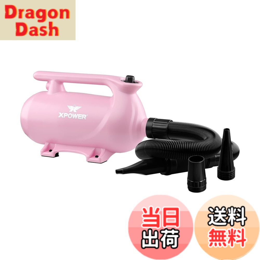 【貨物輸送無料】XPower B-163愛玩動物ドライヤー 低騒々しい音 二度合い調節する能力のあるな熱据え付ける 参のノズル付き添い人 持ちはこぶ用愛玩動物用ドライヤー 3色オプション (さくら色)