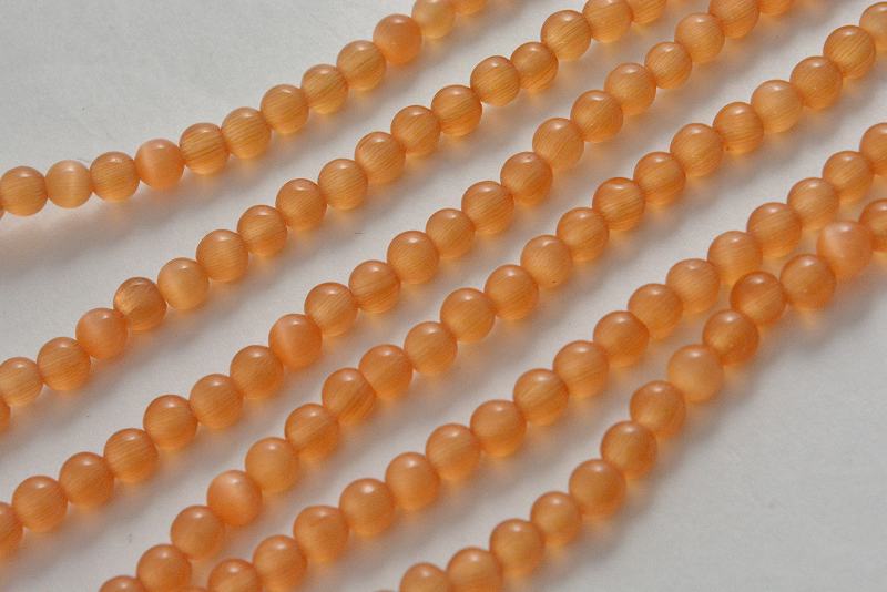 ビーズクラブ キャッツアイ オレンジ ラウンド 4mm 連売り パワーストーン ブレスレット画像