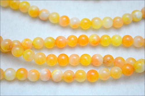ビーズクラブ キャンディジェイド ラウンド 黄オレンジ 6mm 連売り パワーストーン ブレスレット 天然石画像