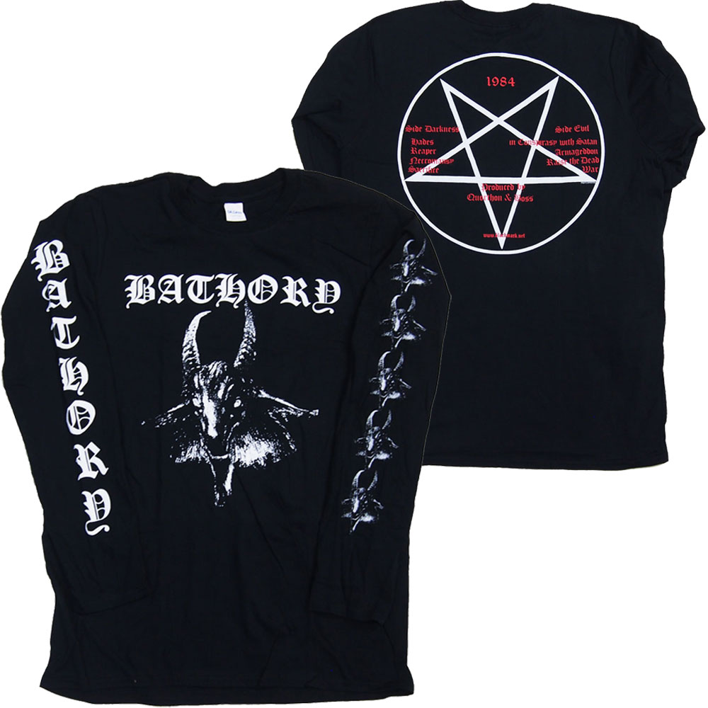 BATHORY・バソリー・GOAT HEAD・UK版・ロング捩り・長袖 公式的 ダンス楽隊ティーシャツ 鍵を掛けるティーシャツ メンズファッション-Tシャツ・カットソー-トップス