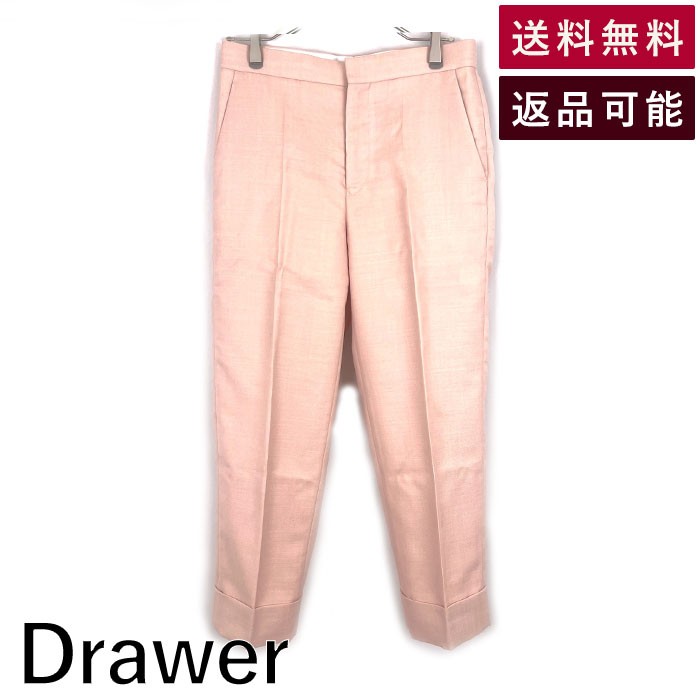 【中古】ドゥロワー Drawer センタープレスパンツ ロールアップ サーモンピンク パステルカラー ピンク系 送料無料 6514-236-1178 h0508k004 返品可 古着 中古 ブランド古着DB