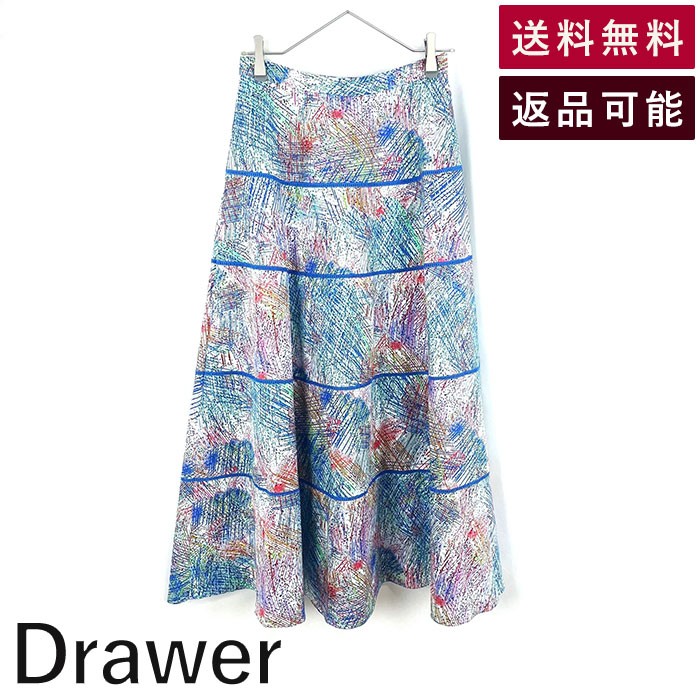 Drawer cotton All-over pattern, flare, long skirt 6524-299-1635 multicolor 36