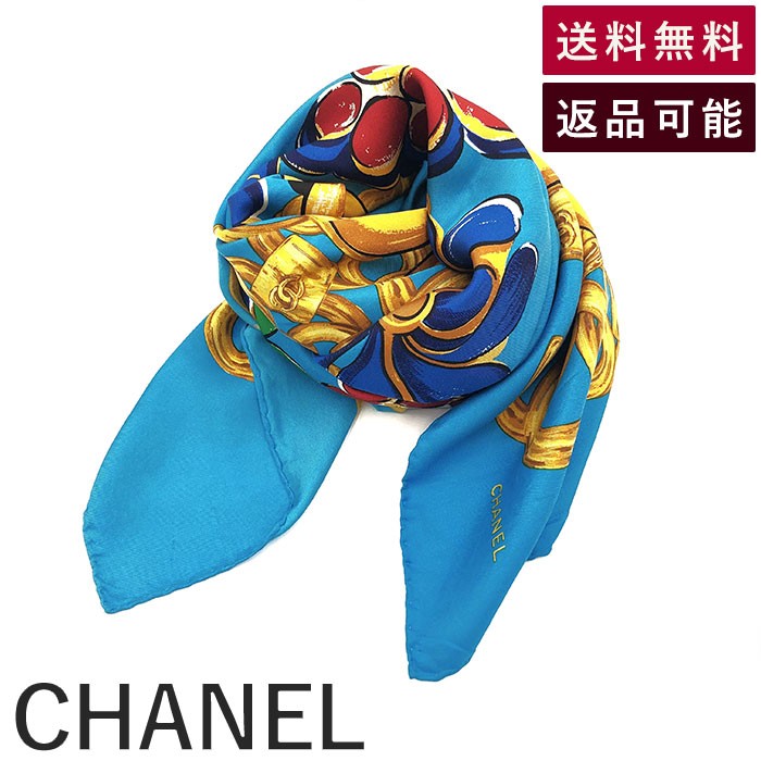 CHANEL シルク大判スカーフ チェーン・ジュエリー柄 ネイビー 難あり 楽天市場】CHANEL シャネル スカーフ ネイビー系 シルク100% 絹