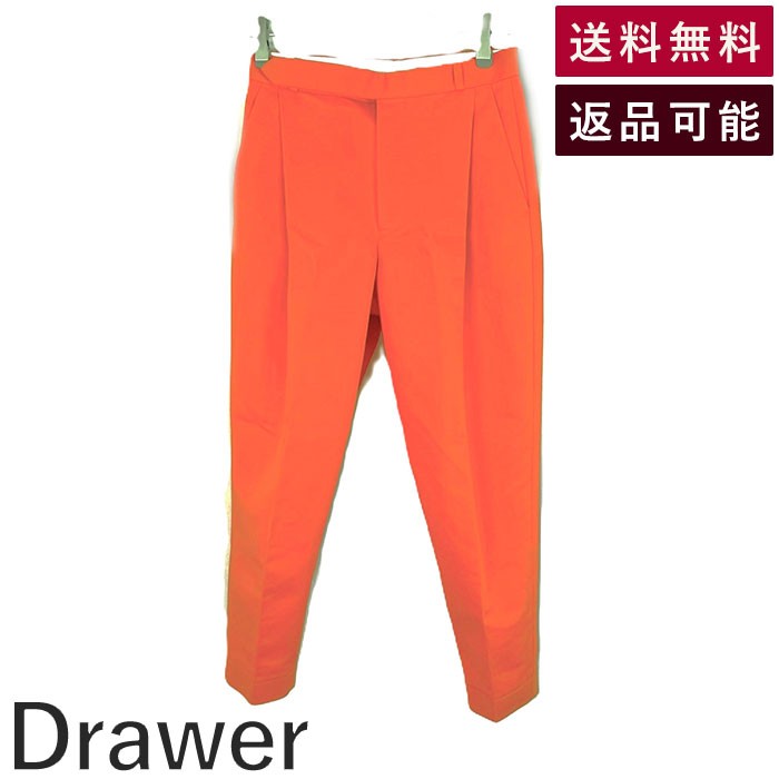 【中古】ドゥロワー Drawer コットンサテンタックパンツ テーパード ビタミンカラー オレンジ系 送料無料 6514-236-0932 i0324w00312 返品可 古着 中古 ブランド古着DB