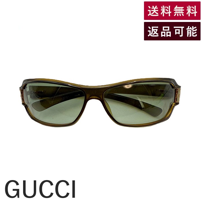 【中古】グッチ GUCCI サングラス クリアフレーム 細長シルエット カラーレンズ 薄色 グリーン系 カーキ 送料無料 i0515lq00422 返品可 古着 中古 ブランド古着DB