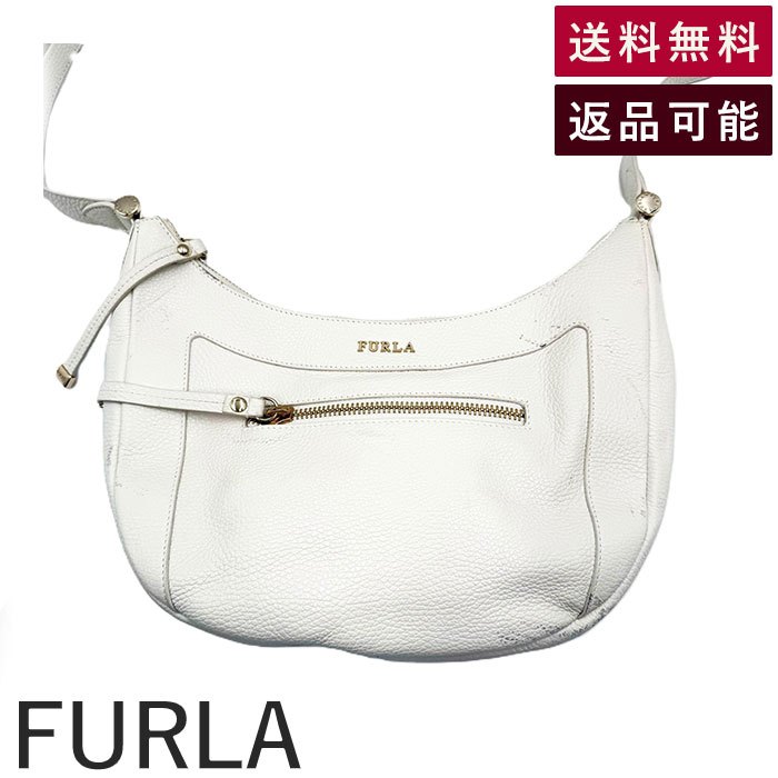 【中古】フルラ FURLA ショルダーバッグ 半月型 レザー おしゃれ オフホワイト 白系 送料無料 i0522lq02813 返品可 古着 中古 ブランド古着DB