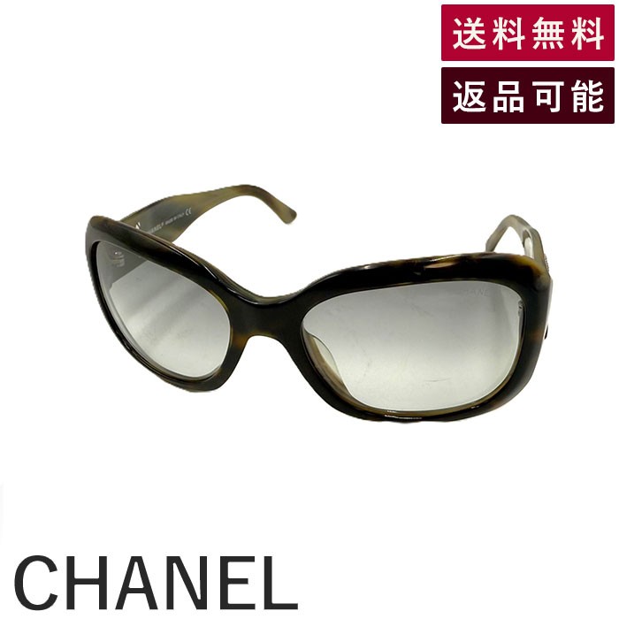 【中古】シャネル CHANEL サングラス べっ甲フレーム ロゴ ツートン 薄色レンズ ブラウン グレー系 送料無料 i0710lq022104 返品可 古着 中古 ブランド古着DB