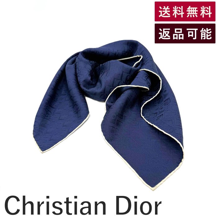 楽天市場】クリスチャンディオール スカーフ ロゴ総柄 ドット ネイビー