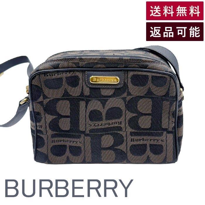 【中古】BURBERRY バーバリー ロゴタイプ柄 ショルダーバッグ 赤銅色 茶 帆布 なめし革 曲がったがけ 貨物輸送無料 2084062446 i0926aq015120 返品可 古着 中古 ブランド名古着DB
