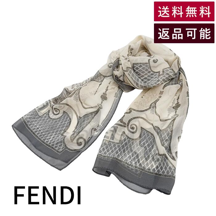 【中古】フェンディ FENDI スカーフ ストール グレー 総柄 大判 送料無料 i1207oq00865 返品可 古着 中古 ブランド古着DB