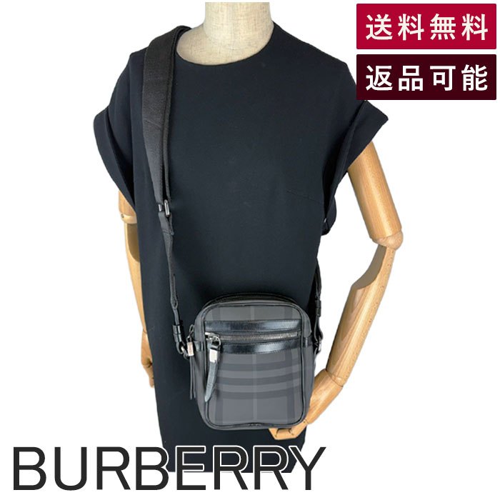 【中古】バーバリー BURBERRY チェック ショルダーバッグ ブラック グレー メンズ レディース 斜めがけ 送料無料 j0115lq003154 返品可 古着 中古 ブランド古着DB