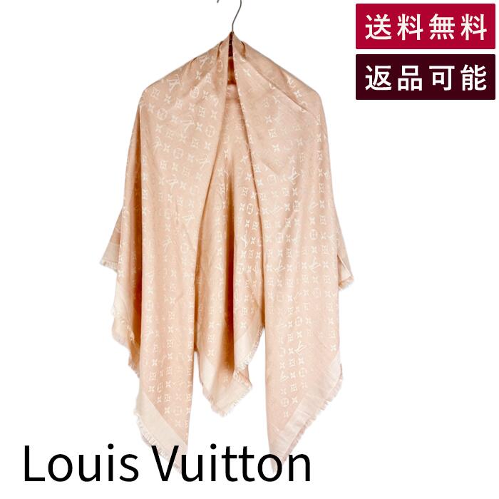 【中古】ルイヴィトン Louis Vuitton モノグラム 大判ショール ピンク シルク 送料無料 j0213oq007205 返品可 古着 中古 ブランド古着DB|ブランド古着DB
