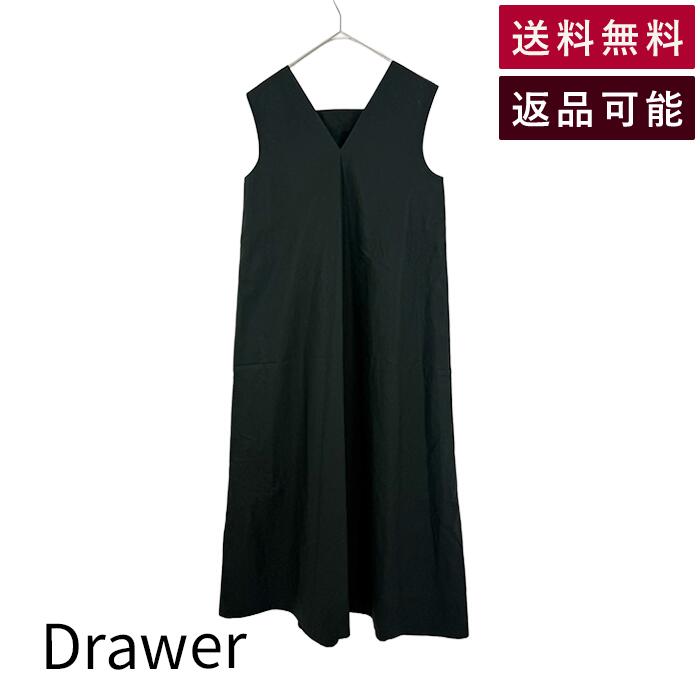 【中古】Drawer ドゥロワー ロングワンピース ブラック ノースリーブ Vネック レディース 送料無料 6526-234-1392 j0209y00238 返品可 古着 中古 ブランド古着DB