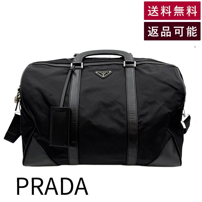 【中古】プラダ PRADA ボストンバッグ ナイロン なめし革 黒いこと 黒 2WAY ショルダーバッグ 貨物輸送無料  j0213aq003334 返品可 古着 中古 ブランド名古着DB