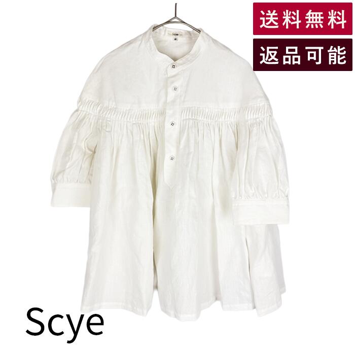【中古】Scye サイ ブラウス 白 サイズ40 リネン100％ ギャザー 半袖 プルオーバー レディース 送料無料 j0312wq04160 返品可 古着 中古 ブランド古着DB｜ブランド古着ＤＢ 15,620円