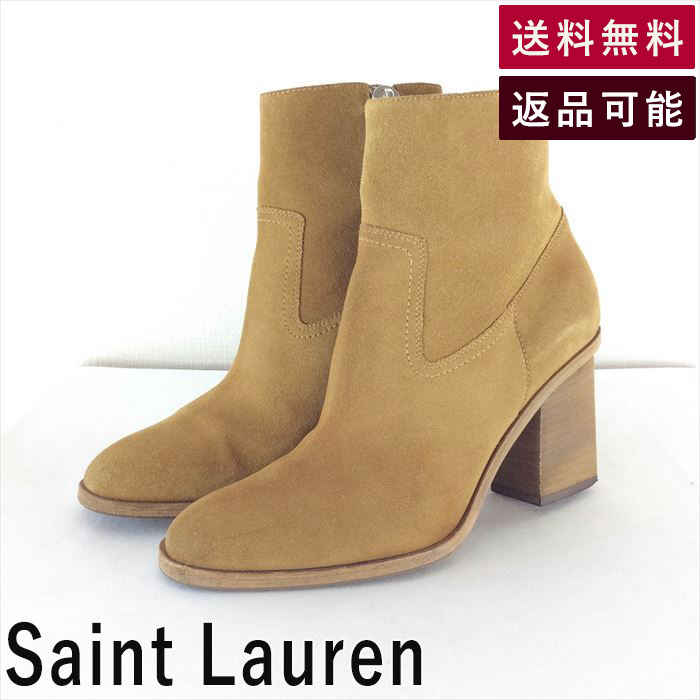 即発送可能】 サンローラン Saint Lauren ブーツ ベージュ レザー