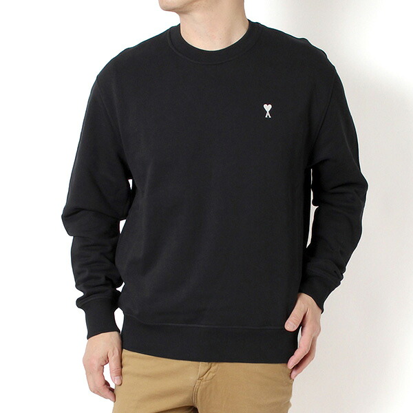 26SSモデルアミ アレクサンドル マテュッシ AMI Alexandre Mattiussi メンズ AMI DE COEUR スウェット トレーナー【045 BLACK】HSW763.730 045/【2026SS】m-tops｜drawers（ドロワーズ）
