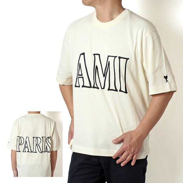 26SSモデルアミ アレクサンドル マテュッシ AMI Alexandre Mattiussi メンズ AMI PARIS Tシャツ【136 WHITE CREAM】UTS380.726 136/【2026SS】m-tops|drawers(ドロワーズ)