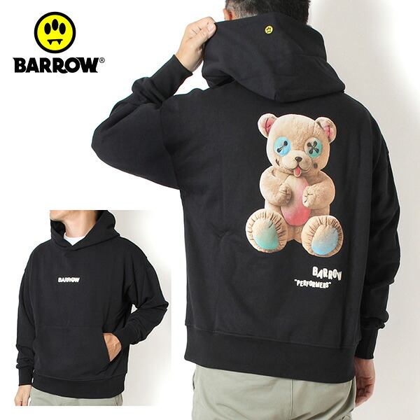 25AWモデル バロウ バロー BARROW アイコニック テディ フーディ プルオーバーパーカー【NERO BLACK】 F5BWUAHS047 110 BLACK/【2025-26AW】m-tops