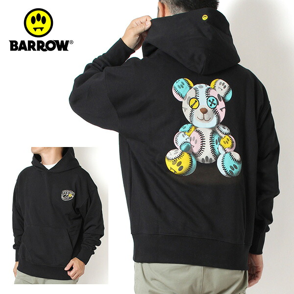 25AWモデル バロウ バロー BARROW アイコニック テディ フーディ プルオーバーパーカー【NERO BLACK】 F5BWUAHS051 110 BLACK/【2025-26AW】m-tops