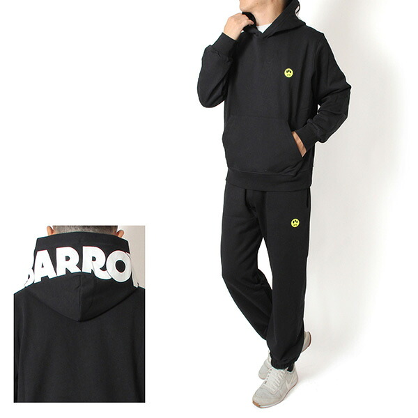 25AWモデルバロウ バロー BARROW アイコニック パーカーパンツ セットアップ 上下セット【110 BLACK】F5BWUAHS058+F5BWUAFP060 110/【2025-26AW】m-tops｜drawers（ドロワーズ）
