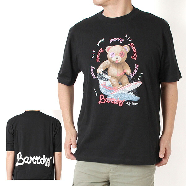 26SSモデルバロウ バロー BARROW ユニセックス サーフベア SURF BEAR Tシャツ【110 BLACK】S6BWUATH078 110/【2026SS】m-tops｜drawers（ドロワーズ）