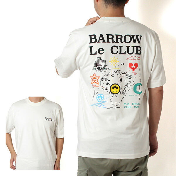 26SSモデル バロウ バロー BARROW ユニセックス グラフィック マップバックプリント Tシャツ【412 COCONUT】 S6BWUATH087 412/【2026SS】m-tops