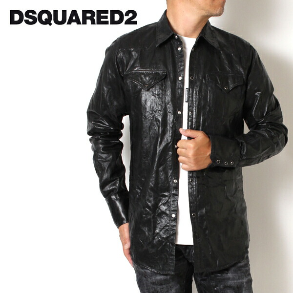 ディースクエアード DSQUARED2 コーティング ウエスタンシャツ【ブラック】 DM0755 S30826 900/【2023-24AW】m-tops